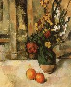 Vase a fleurs et pommes Paul Cezanne